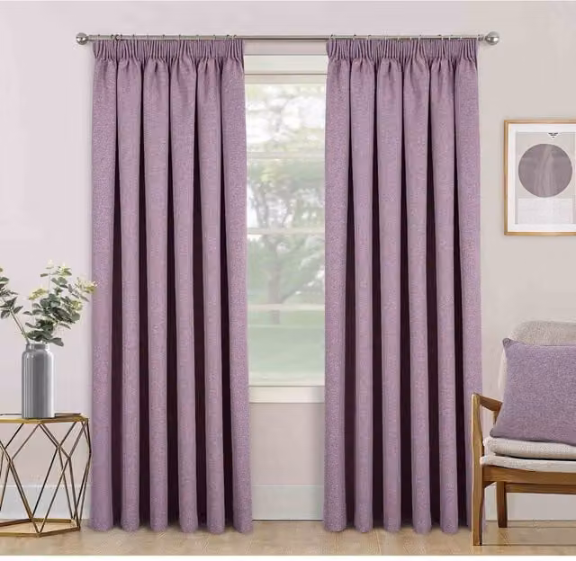 Divante Blackout Thermal Curtains in Purple and Black, W: 183 cm, H: 168 cm