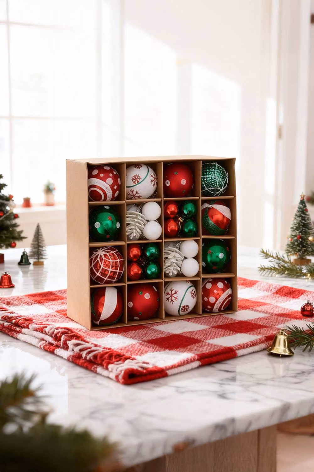 Living and Home 42-Piece Multicoloured Christmas Ornament Set with Glass Baubles and Pinecones – 2