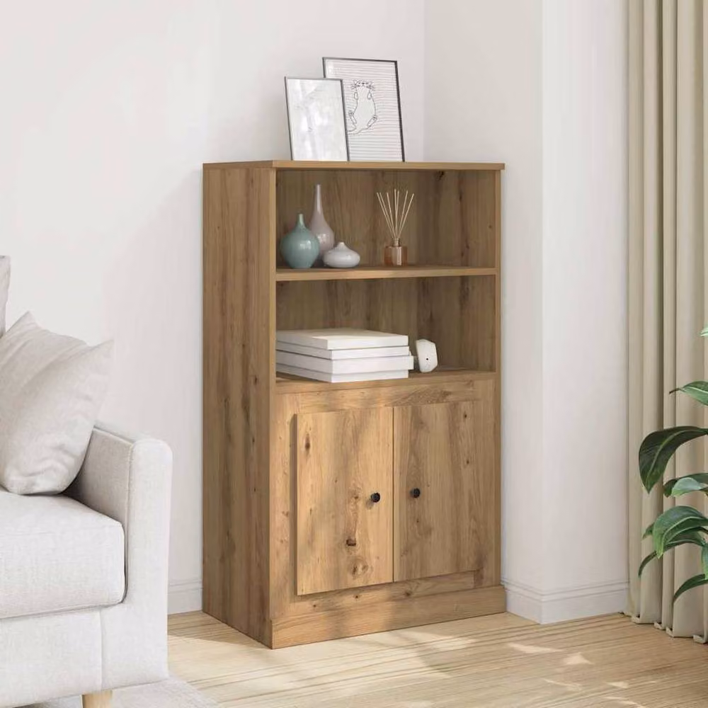 Berkfield Home Artisan Oak Highboard in Brown, W/D/H: 60 x 35.5 x 103.5 cm – 2