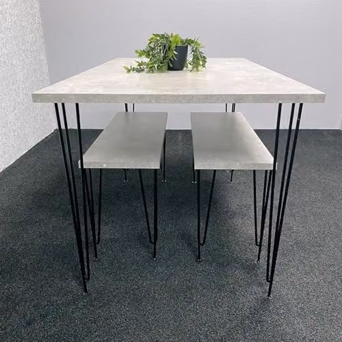 KOSY KOALA Modern Grey and Black Rectangular Dining Table with 2 Benches, W/D/H: 180 x 80 x 75 cm – 2