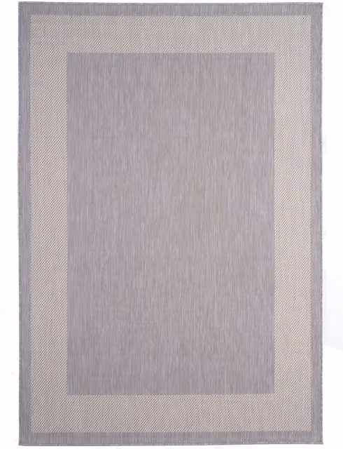 The Rugs Ecology Collection Striped Bordered Outdoor Rug in Grey, 160 cm