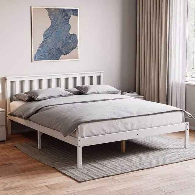 HD Designs Milan King Size Wooden Bed Frame in White, W/D/H: 159.5 x 82.0 x 205.0 cm – 1