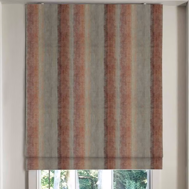 Linda Barker Home Spice Made To Measure Blackout Roman Blind in Orange Red Multicolour Striped Textile