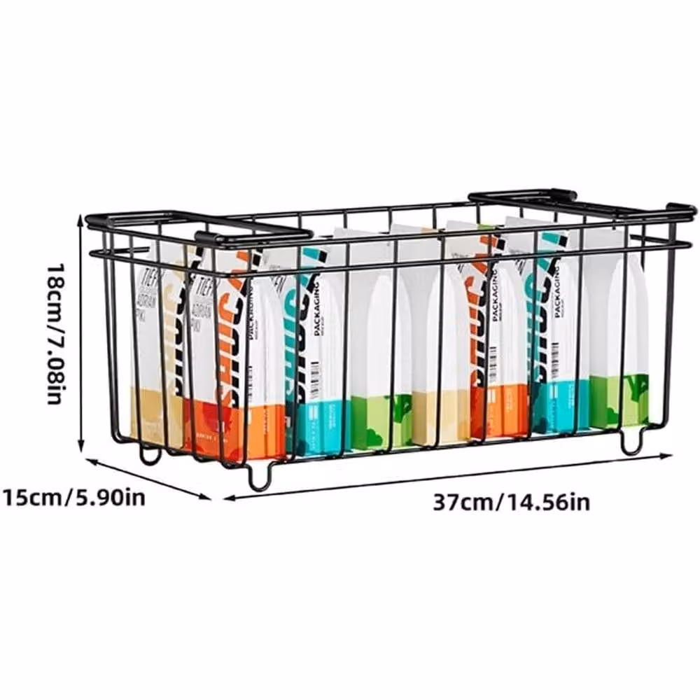 VOGREX 4-Piece Stackable Wire Chest Freezer Storage Baskets with Foldable Handles in Black and Multicolour – 1