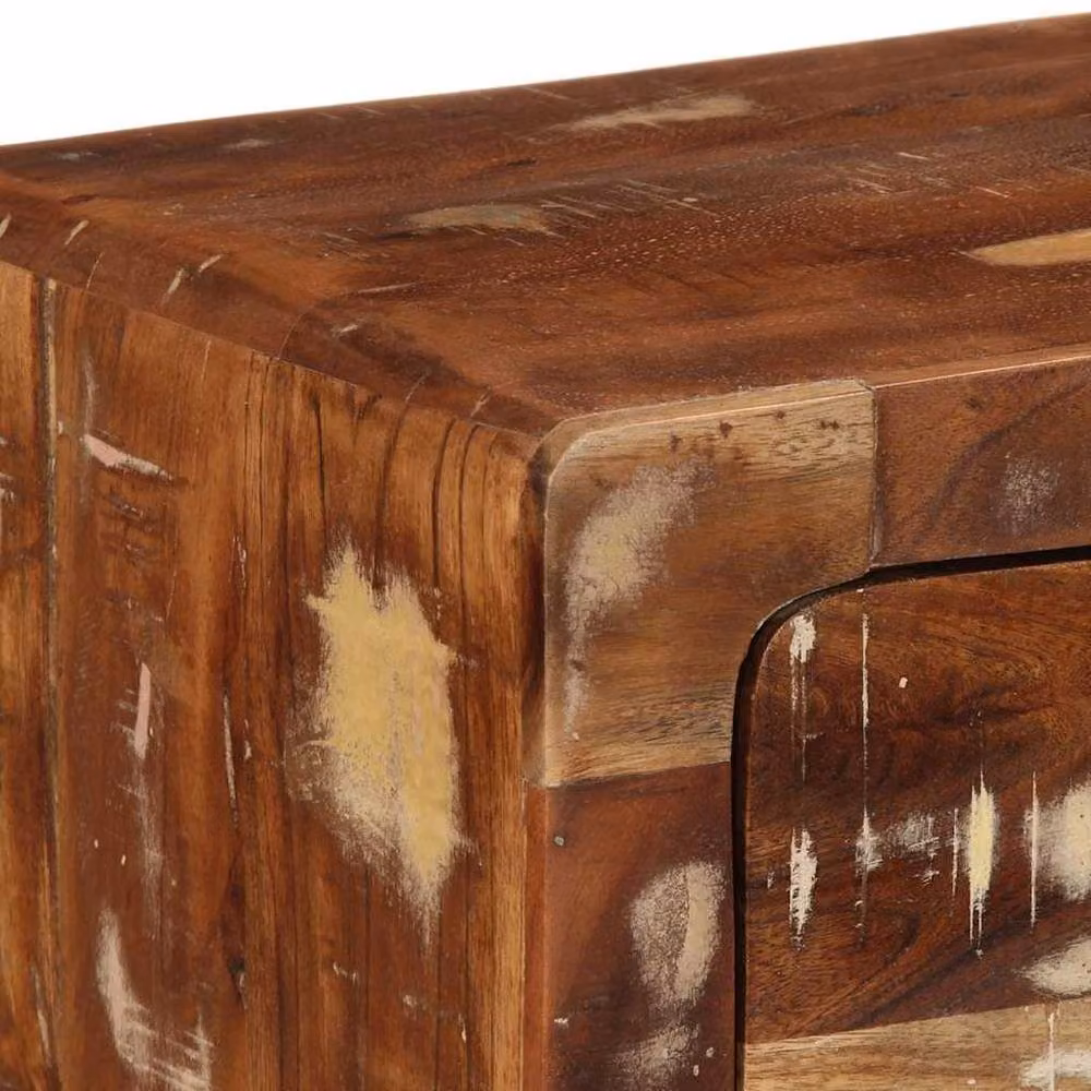 Berkfield Home Wall-mounted TV Cabinet in Brown Reclaimed Solid Wood W/D/H: 100 x 32 x 25 cm – 3