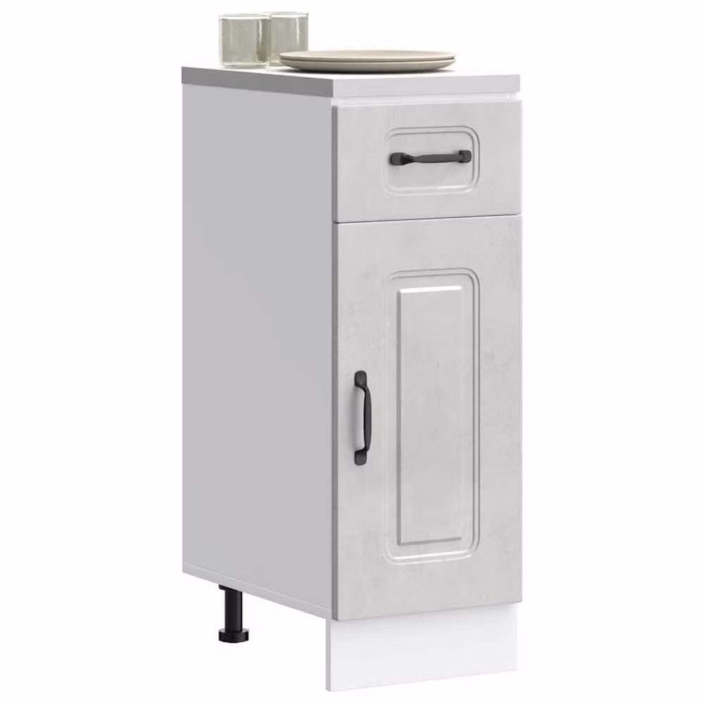 Berkfield Home Kalmar Kitchen Base Cabinet in Concrete Grey Engineered Wood, H: 81.5 cm x W: 46.0 cm x D: 30.0 cm – 2