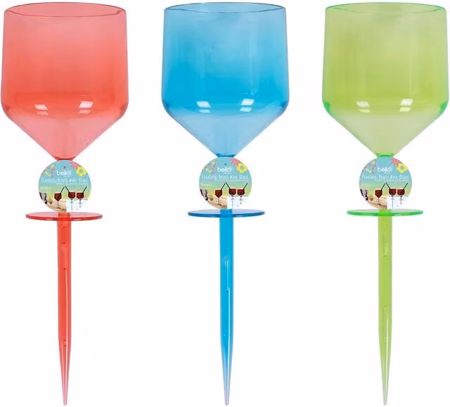 RSW Set of 3 Multicoloured Floating Plastic Wine Glasses