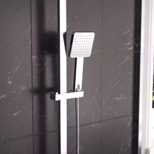Nes Home Modern Exposed Thermostatic Mixer Shower Set with Overhead and Handheld Shower Head, Chrome – 3