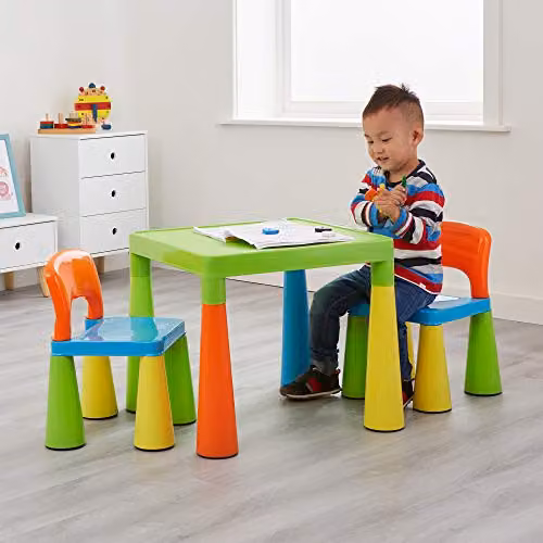 Liberty House Toys Plastic Childrens Table and 2 Chairs Set, Multicolour, H 45.5 cm x W 50.8 cm x D 50.8 cm – 3
