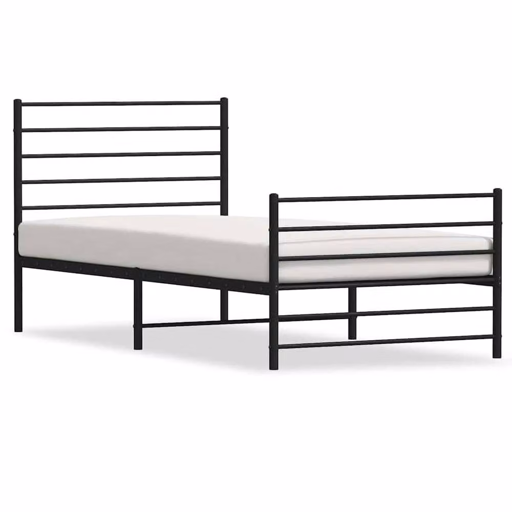 Berkfield Home Metal Bed Frame with Headboard and Footboard in Black W/D/H: 107 x 203 x 90 cm – 2