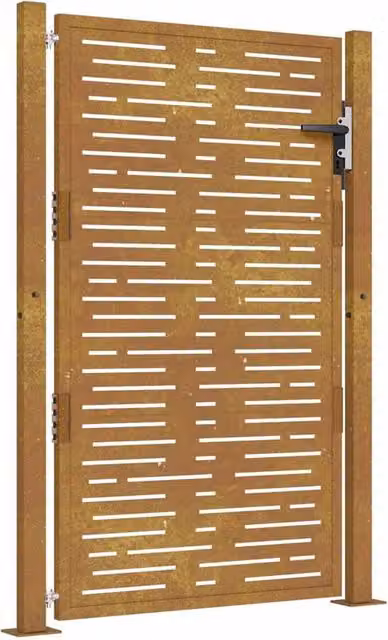 Berkfield Home Garden Gate in Brown Corten Steel with Square Design, W: 105 cm, H: 130 cm