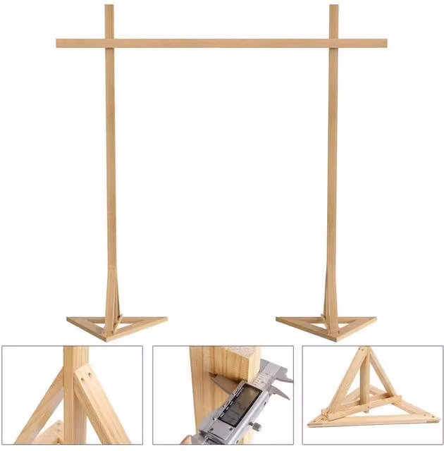 FLAVORA Rustic Brown Wood Wedding Arch and Freestanding Backdrop Stand