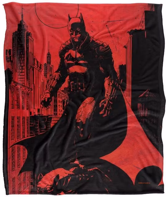 DC Comics The Batman (2022) Jim Lee Art Blanket, White, W: 152 cm, D: 127 cm – 1