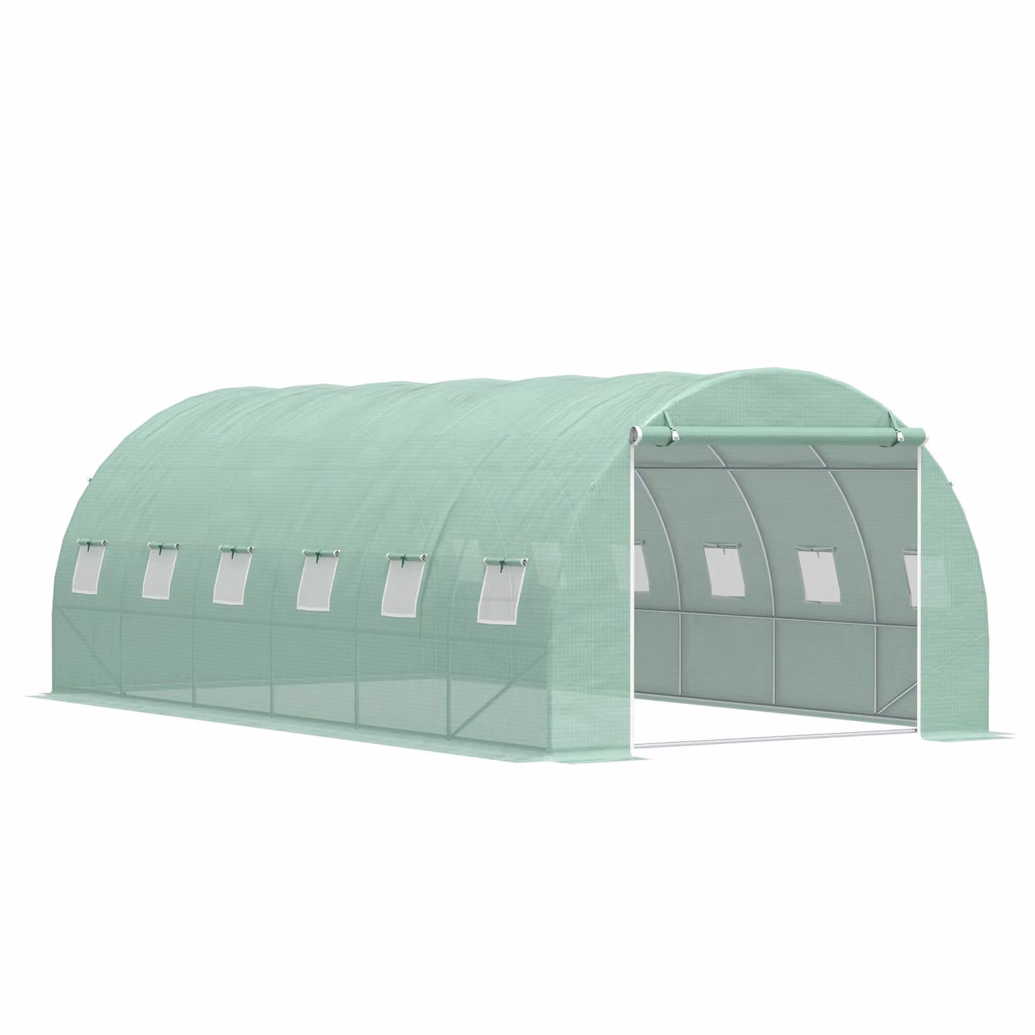 OUTSUNNY Green Steel Walk-in Polytunnel Greenhouse W: 6 m, D: 3 m, H: 2 m – 2