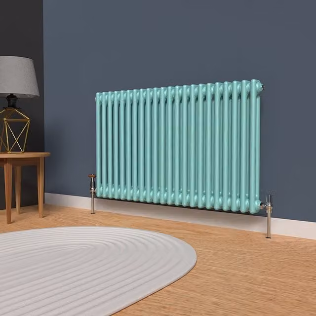 Lux Heat Horizontal Column Radiator in Light Aqua Green, W/H: 101.0 x 60.0 cm
