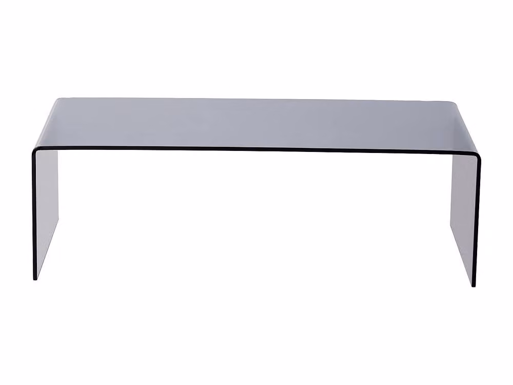 Vente-unique ALONZO Curved Smoked Tempered Glass Coffee Table in Black and Transparent – 2