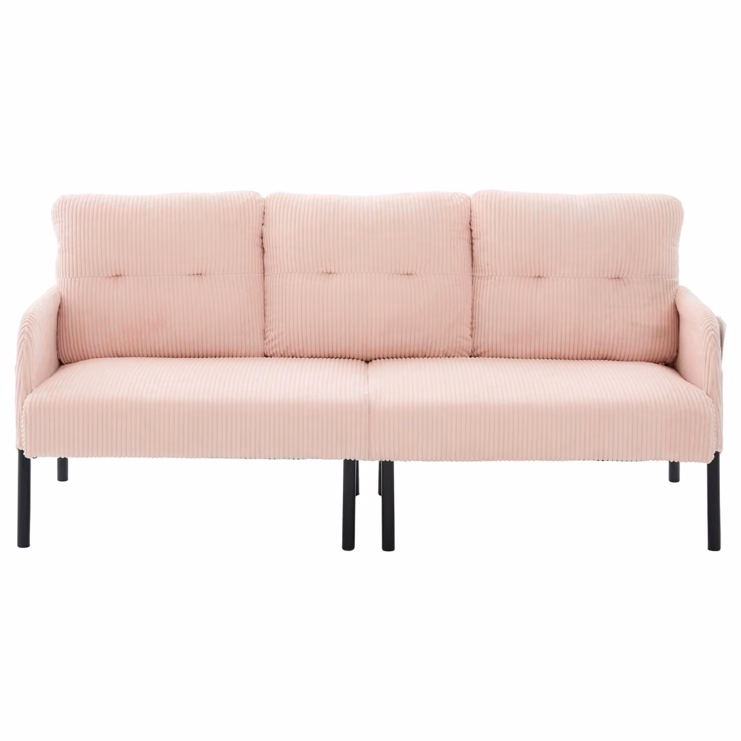Aosom UK Oversized Two-Seater Corduroy Sofa in Pink with Dual Side Storage Pockets, W/D/H: 171 x 72 x 80 cm – 2