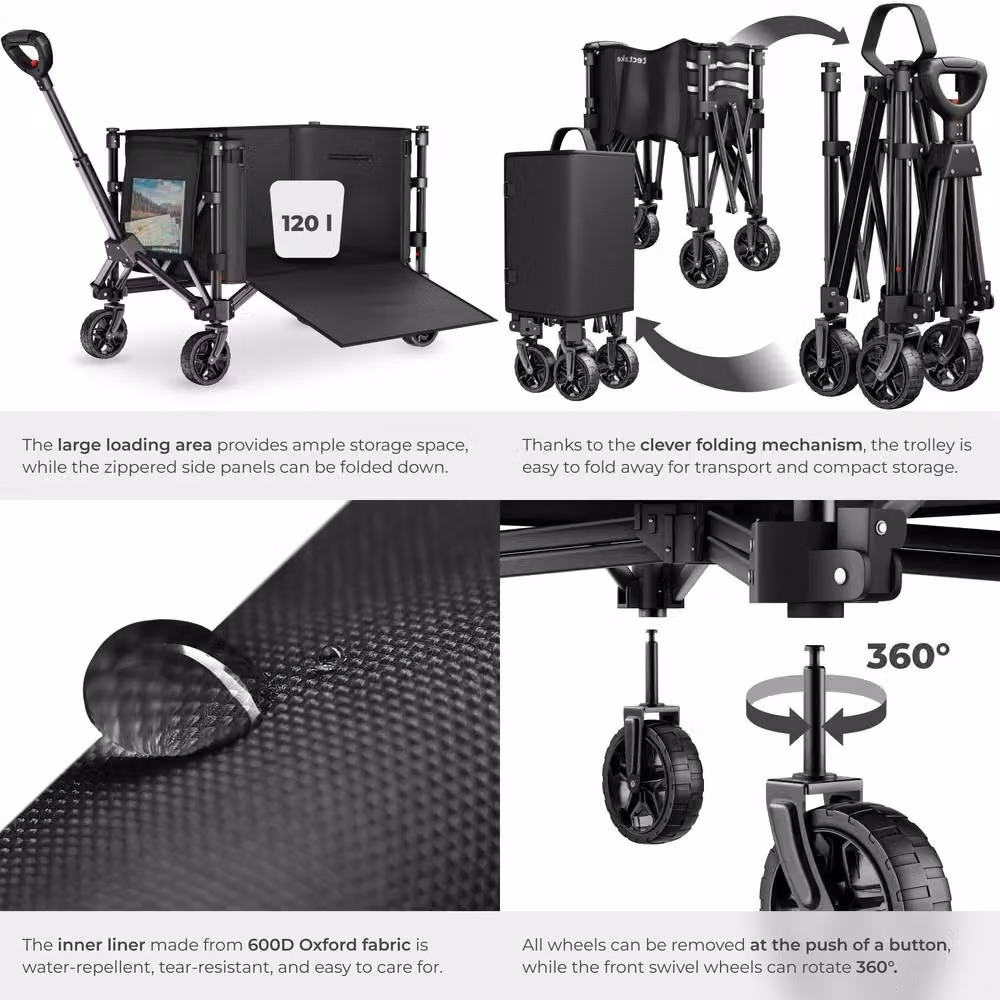 tectake Smartrider Folding Trolley in Black – 5