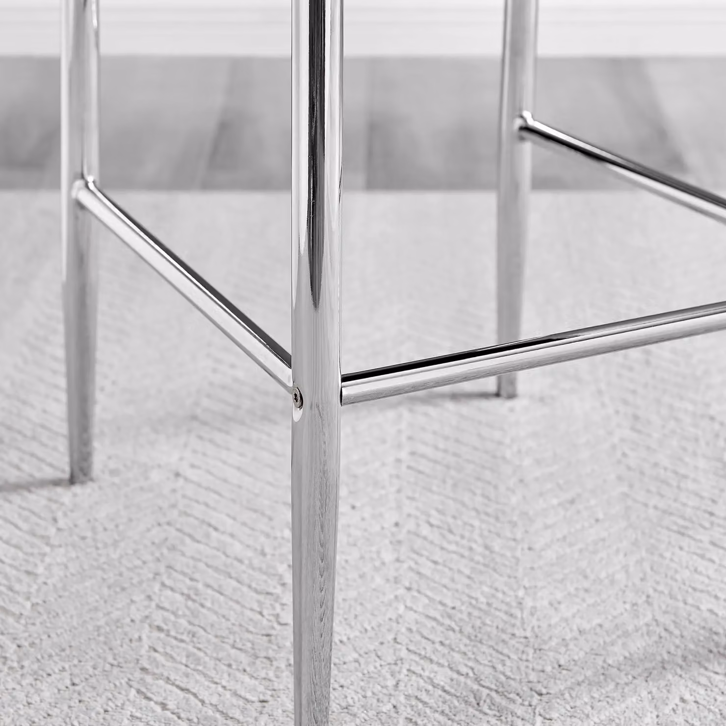 FurnitureboxUK Set of 2 Milan Hatched Faux Leather Padded Counter Stools with Silver Chrome Metal Legs in Black – 5