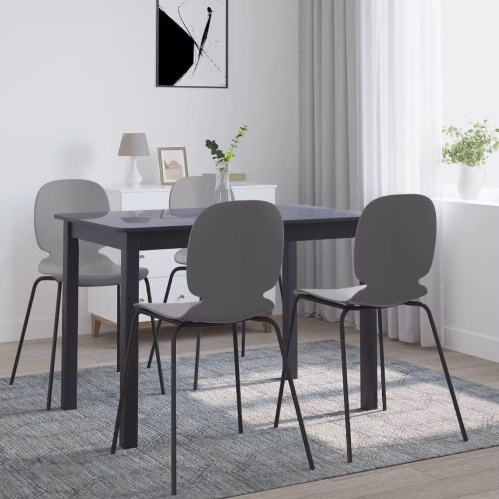 Berkfield Home Modern Black Rectangular Dining Table in Lacquered Rubberwood, W/D/H: 114 x 71 x 75 cm – 2