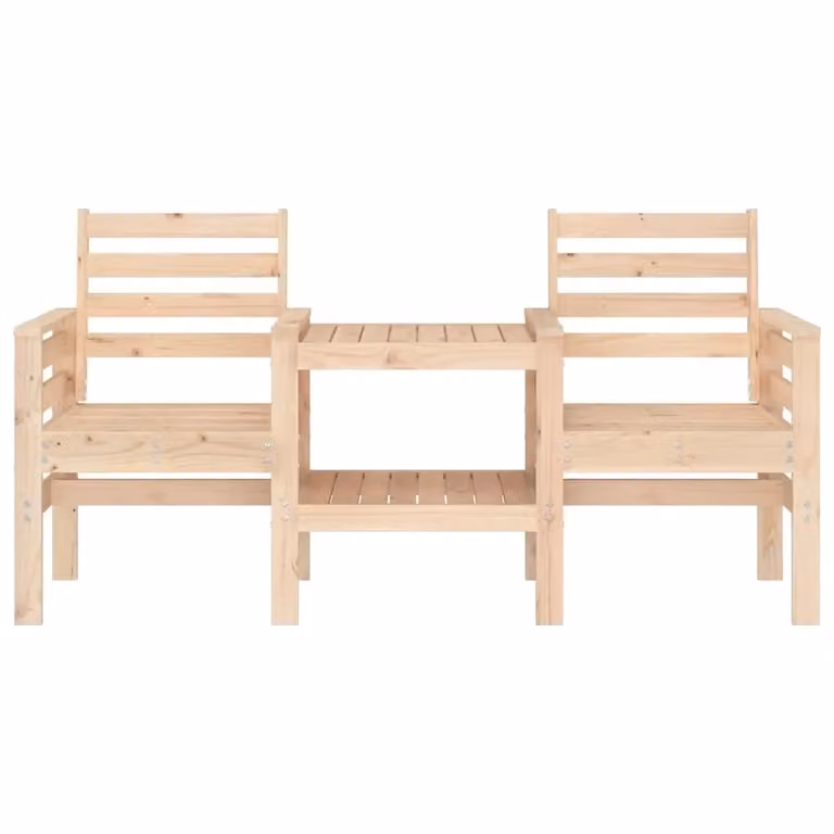 Berkfield Home Rustic 2-Seater Garden Bench with Table in Brown Solid Pine Wood
