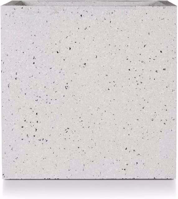 Idealist Set of 2 Square Ceramic Planters in Speckled Grey and White, W: 40 cm, D: 40 cm, H: 40 cm