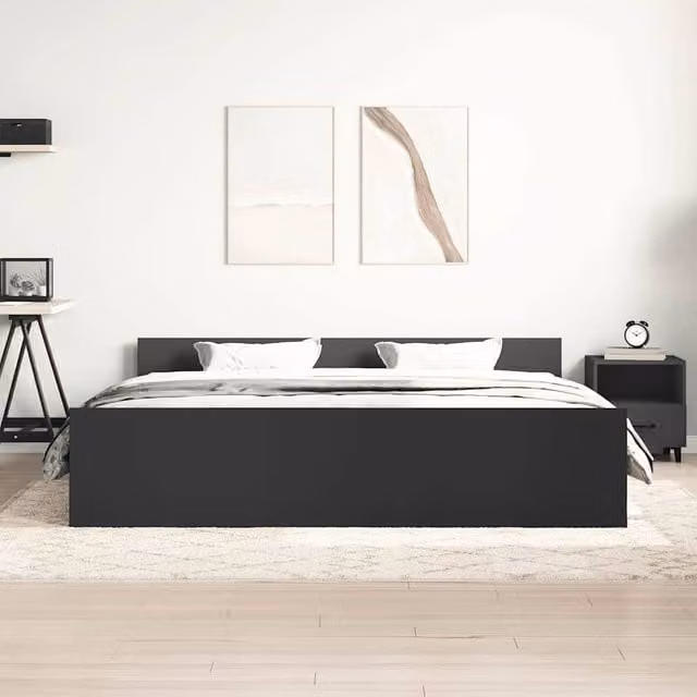 Berkfield Home Durable Bed Frame with Headboard and Footboard in Black, W/D/H: 200 x 200 x 50 cm
