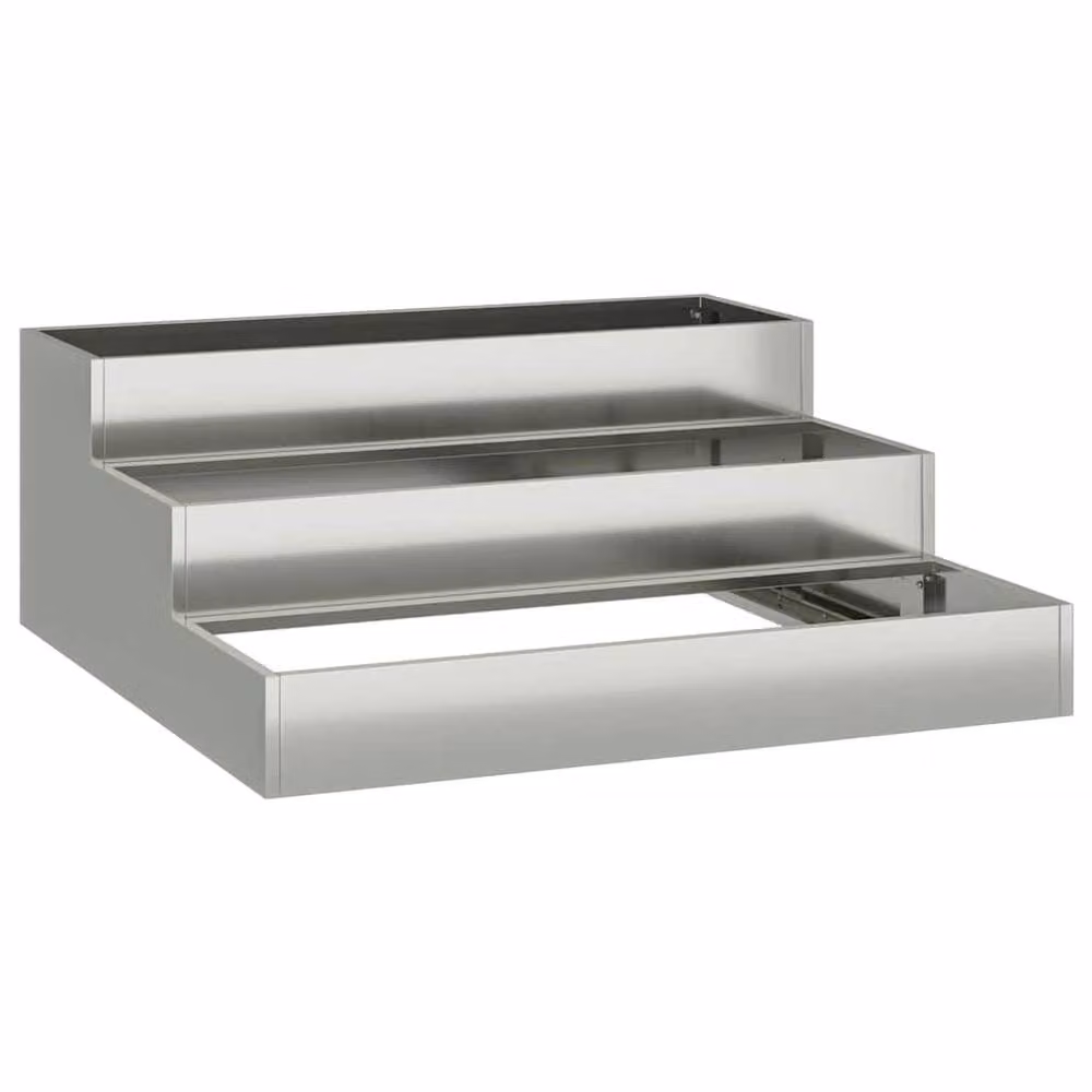 Berkfield Home Beautiful Garden 3-Tier Planter in Grey Galvanised Steel, W/D/H: 90 x 90 x 35 cm – 3