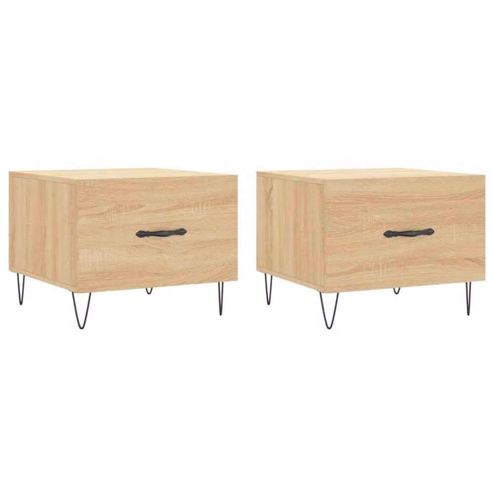 Berkfield Home Set of 2 Sonoma Oak Decorative Coffee Tables in Light Tan, W/D/H: 50 x 50 x 40 cm – 2