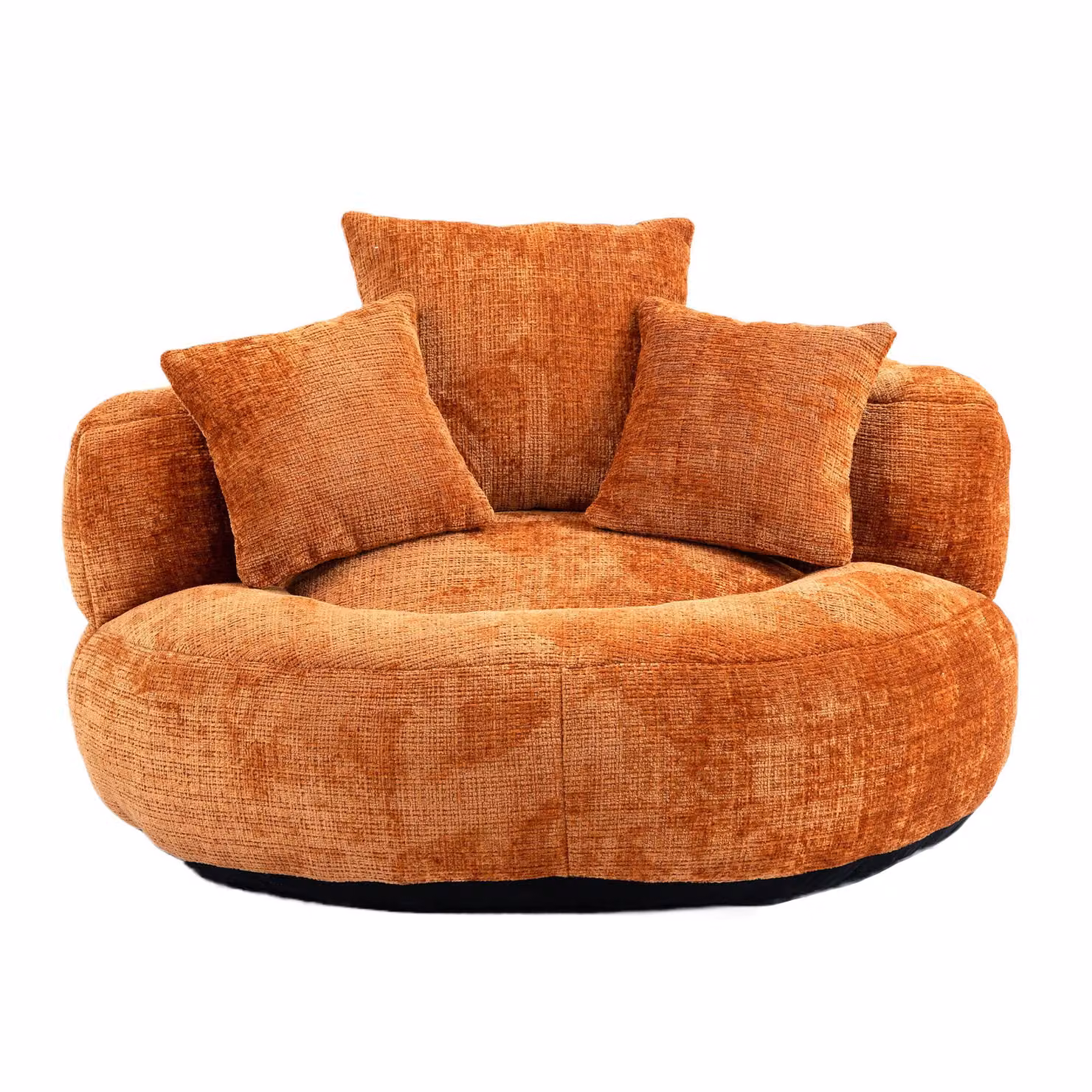 Aosom UK High Back Bean Bag Chair with 3 Pillows, Shredded Memory Foam and Chenille Fabric, Orange, W/D/H: 108 x 108 x 52 cm – 2