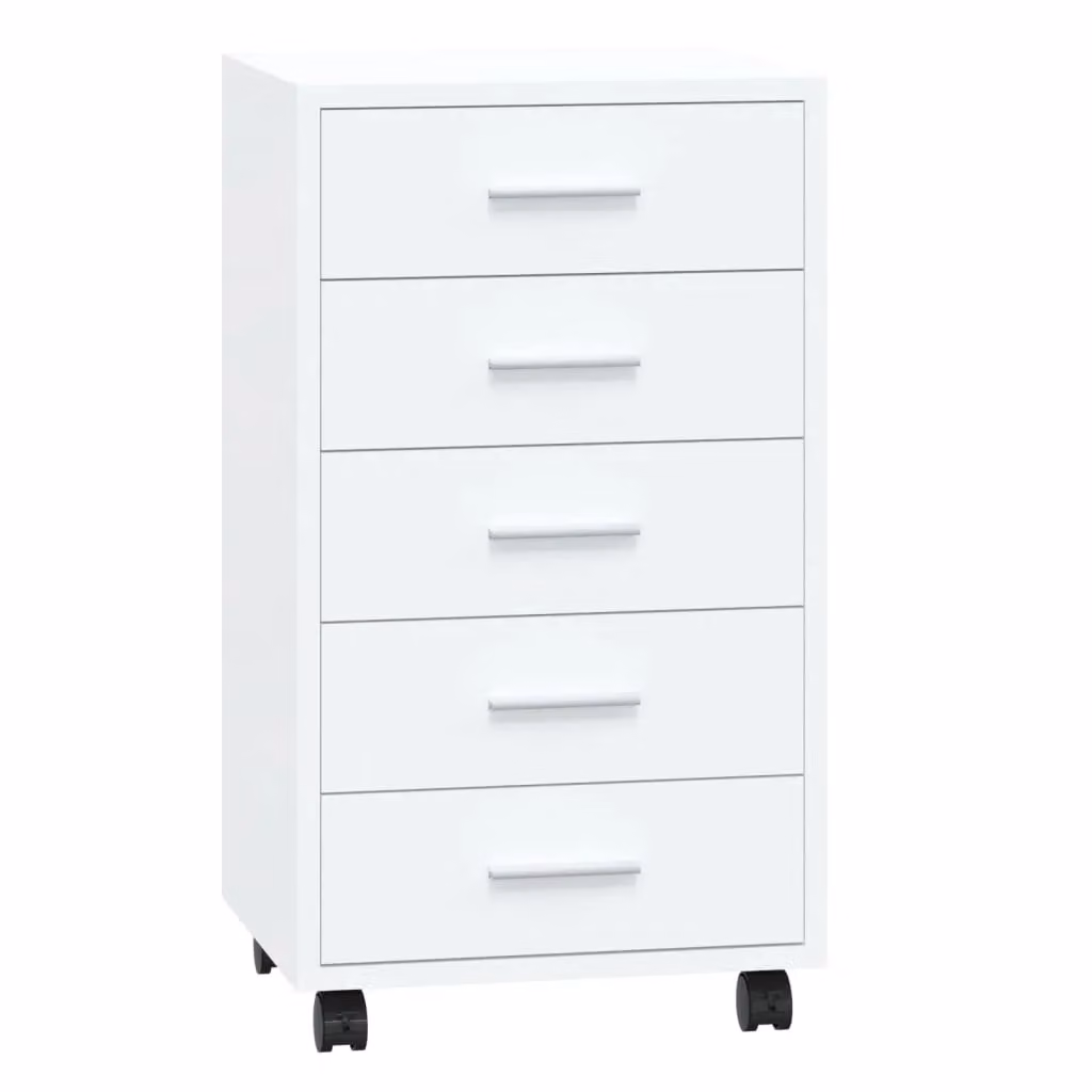 Berkfield Home High Gloss White Drawer Cabinet with Castors in Engineered Wood – 2