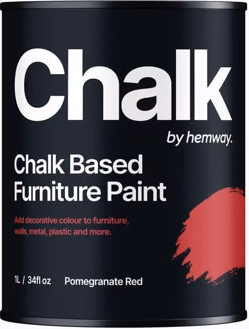 Hemway Chalk Based Furniture Paint in Flat Matt Pomegranate Red, 1L