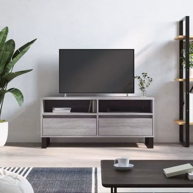 Berkfield Home Modern Grey Sonoma TV Cabinet W/D/H: 100 x 34.5 x 44.5 cm – 1