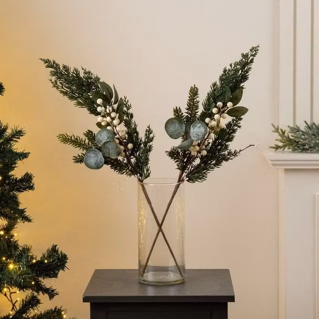 Scottish Everlastings Ltd Set of 2 Green Pine and Cone Branches, Height: 65 cm – 1