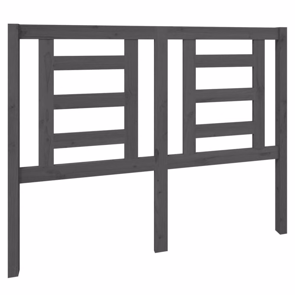 Berkfield Home Beautiful Grey Solid Pine Wood Bed Headboard W: 126 cm, D: 4 cm, H: 100 cm – 3