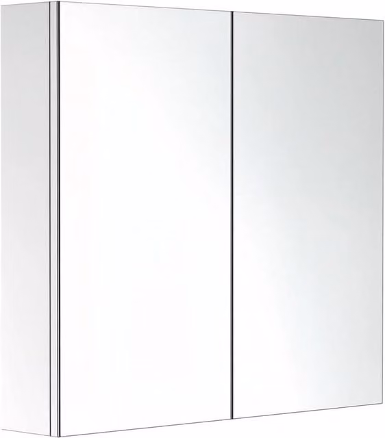 FORGEVIO Modern Wall Mounted Bathroom Cabinet with Double Glass Mirror Doors in Silver