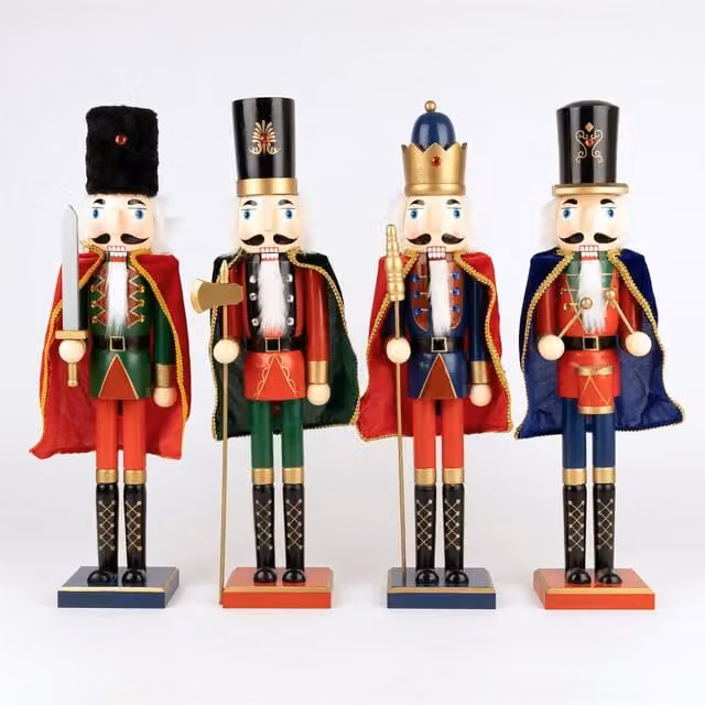 Shatchi Classic Wooden Nutcracker Christmas Ornament Figure, Multicolour, Height: 60 cm