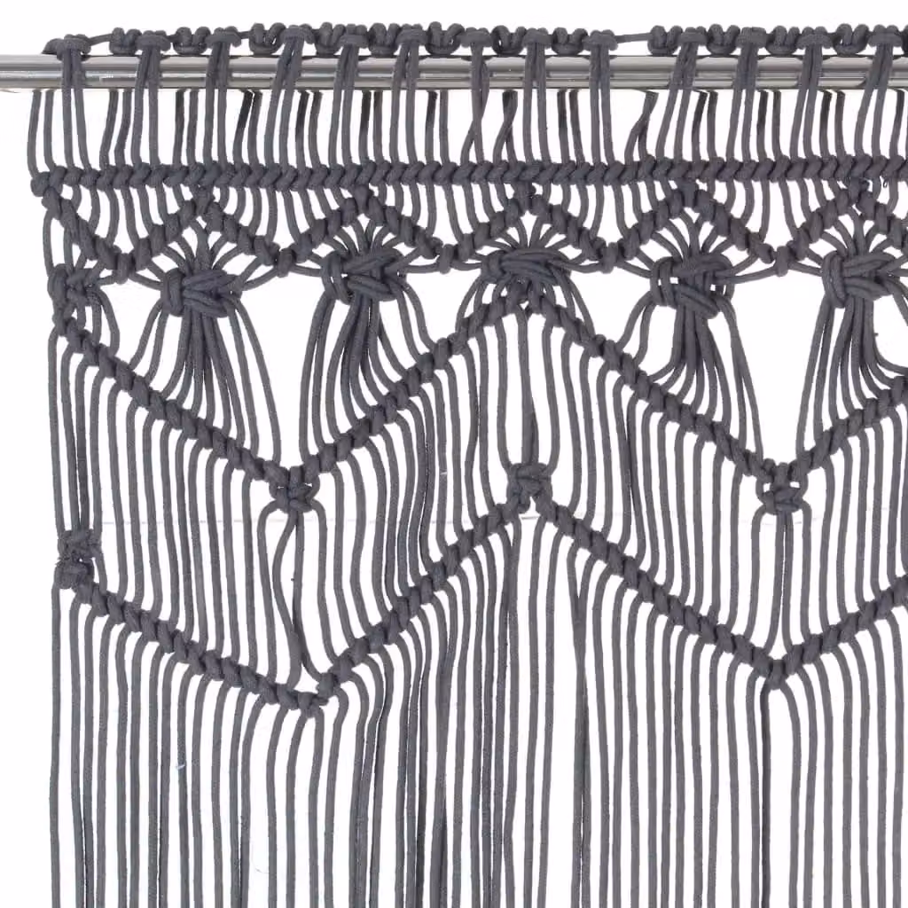 Berkfield Home Macrame Curtain in Anthracite, W: 140 cm, H: 240 cm – 2