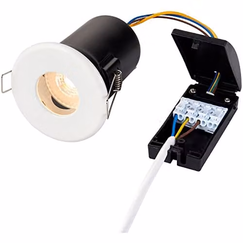 Loops Matt White Recessed Bathroom Downlight, IP65 Rated, Dimmable, Fits 73mm Hole