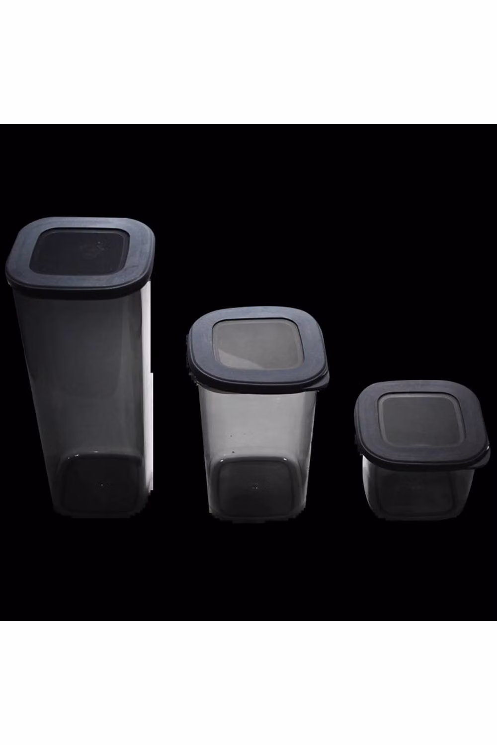 KDMD Square Food Storage Container Set of 3 in Transparent Plastic, 550ml, 1.2l and 1.75l – 3