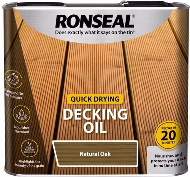 Ronseal Natural Oak Quick Drying Decking Oil, 2.5 l