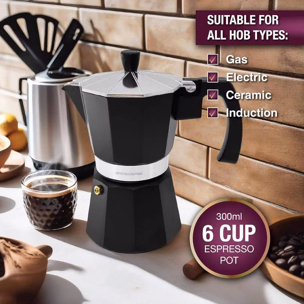 Andrew James Stove Top Moka Pot in Black – 2