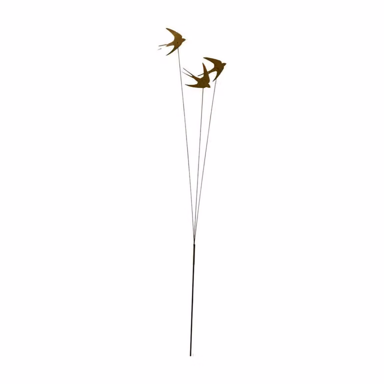 Poppyforge Flying Swallows Cluster Metal Garden Wall Art in Silver, W: 6 cm, H: 100 cm