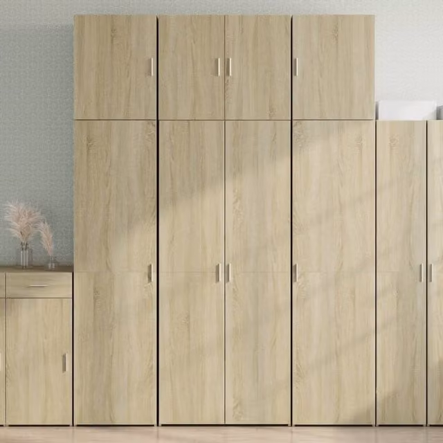 Berkfield Home Sonoma Oak Highboard in Brown, W/D/H: 80 x 42.5 x 249 cm