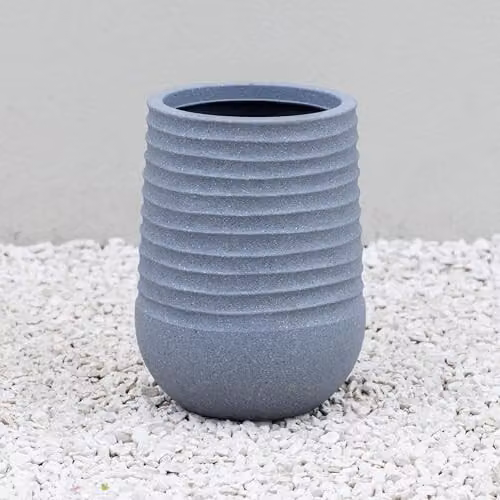 Primrose Tall Round Flower Planter in Grey, 37cm – 1