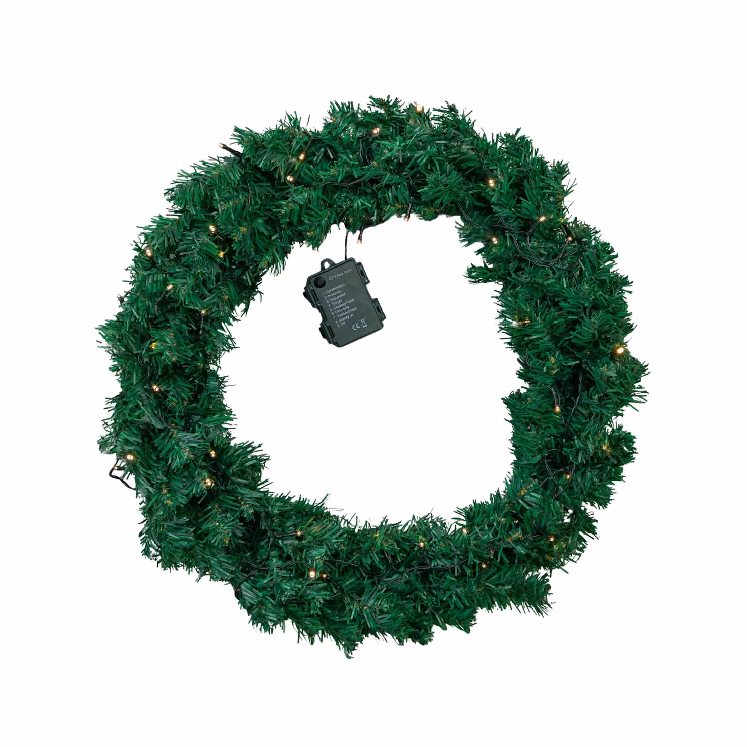 Samuel Alexander 60cm Plain Green Christmas Wreath with Warm White LEDs and 160 Tips – 4