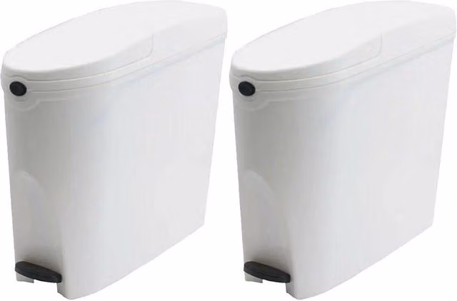 ProKleen White Pedal Operated Toilet Sanitary Bin, 2 x 20 Litre Capacity