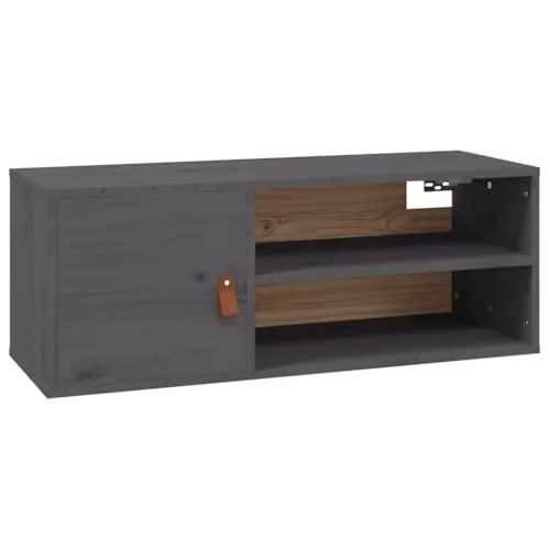 vidaXL Modern Wall Cabinet in Grey Solid Pine, W/D/H: 80 x 30 x 30 cm