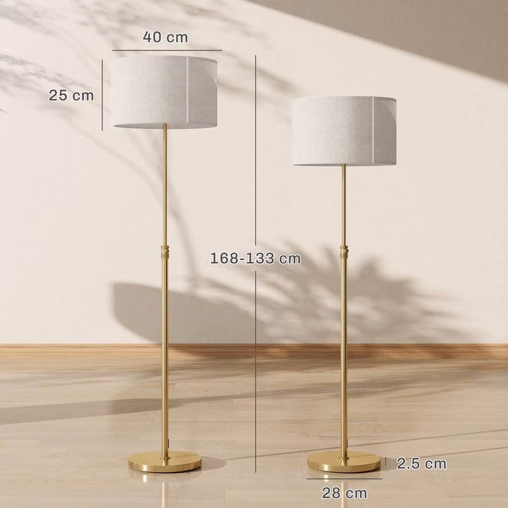 HOMCOM Dimmable Gold Floor Lamp with Remote Control and Adjustable Colour Temperature – 3