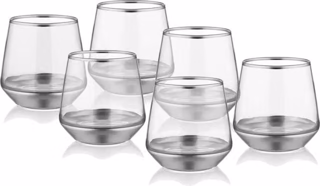 The Mia UK Glam Series Silver Glass Tumblers, Set of 6